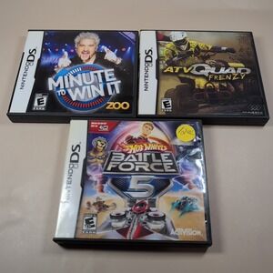 Nintendo DS Game Lot Hot Wheels Battle Force 5 ATV Quad Frenzy, Minute to Win It